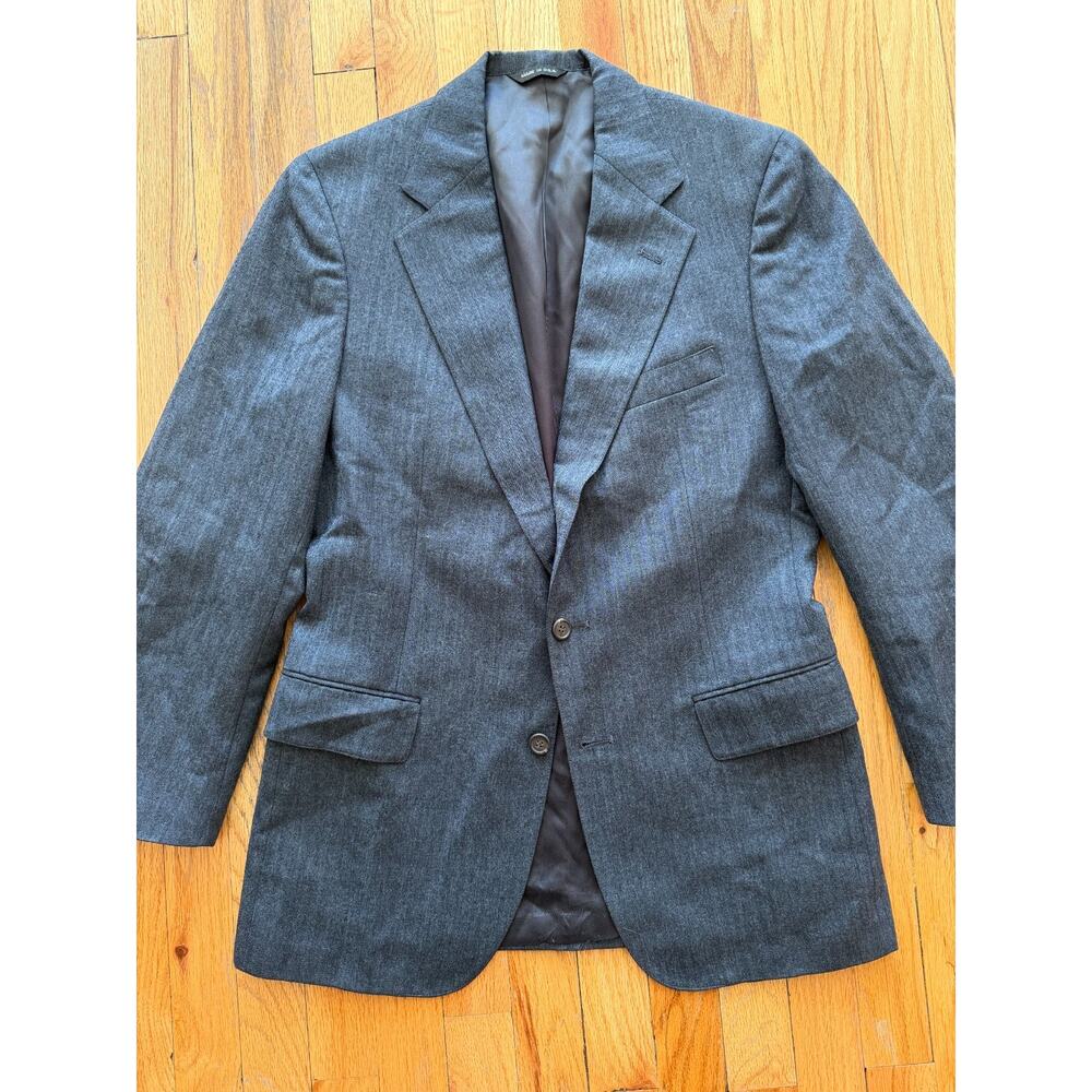 Ralph Lauren Polo University Club 38R Slate Navy Blue Herringbone Wool Blazer